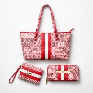 Time and Tru Red and White Tote Bag 3 piece Set